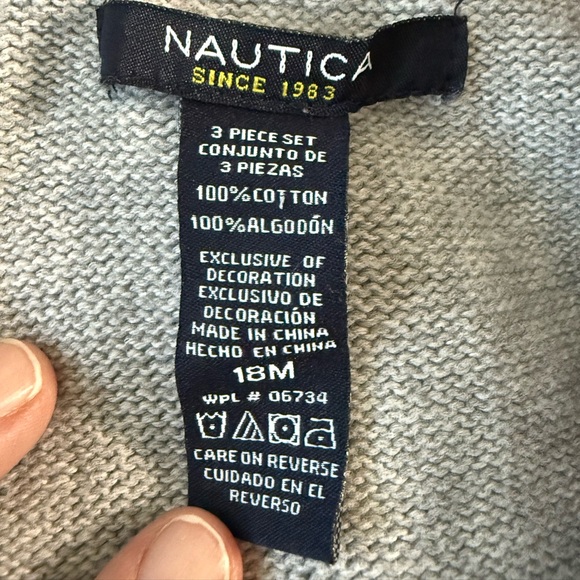 Nautical Toddler 18 Mos Full Zip Cardigan 100% Cotton 12" PTP Gray/Red/White - Picture 7 of 7